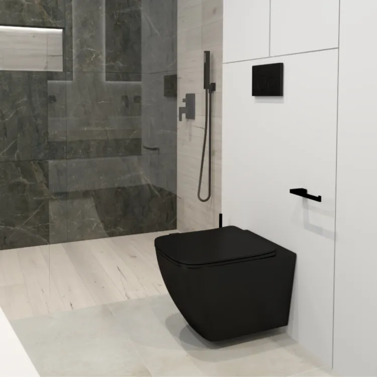 RaCer Zestaw DAVOS Miska z Deską WC Slim W/O podwiesz. 52 cm Czarny Mat RACSET02DS504