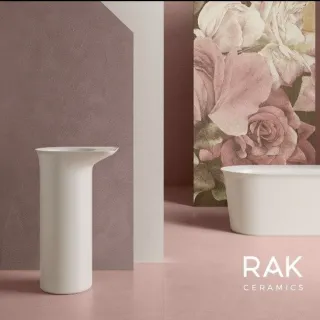 RAK Ceramics VALET Umywalka wolnostojąca 53x39,5x90 cm Blat P odpływ do podłogi biały mat VALFS5300500A
