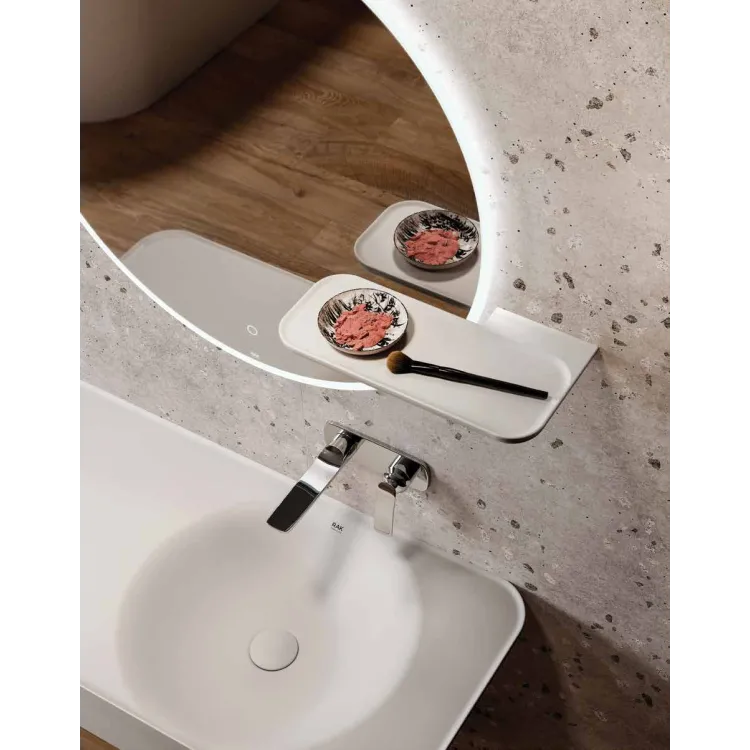 RAK Ceramics VALET Ceramiczna półka 39,5x20,5 cm do lustra okrągłego JOY lewa biały mat VALAC3609500A