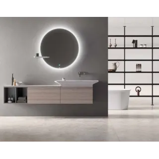 RAK Ceramics VALET Ceramiczna półka 39,5x20,5 cm do lustra okrągłego JOY lewa biały mat VALAC3609500A
