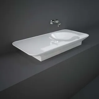 RAK Ceramics VALET Umywalka podwieszana & nablatowa 112x50,5 cm blat L biały połysk VALWB11300AWHA