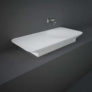 RAK Ceramics VALET Umywalka podwieszana & nablatowa 112x50,5 cm blat L biały mat VALWB11300500A