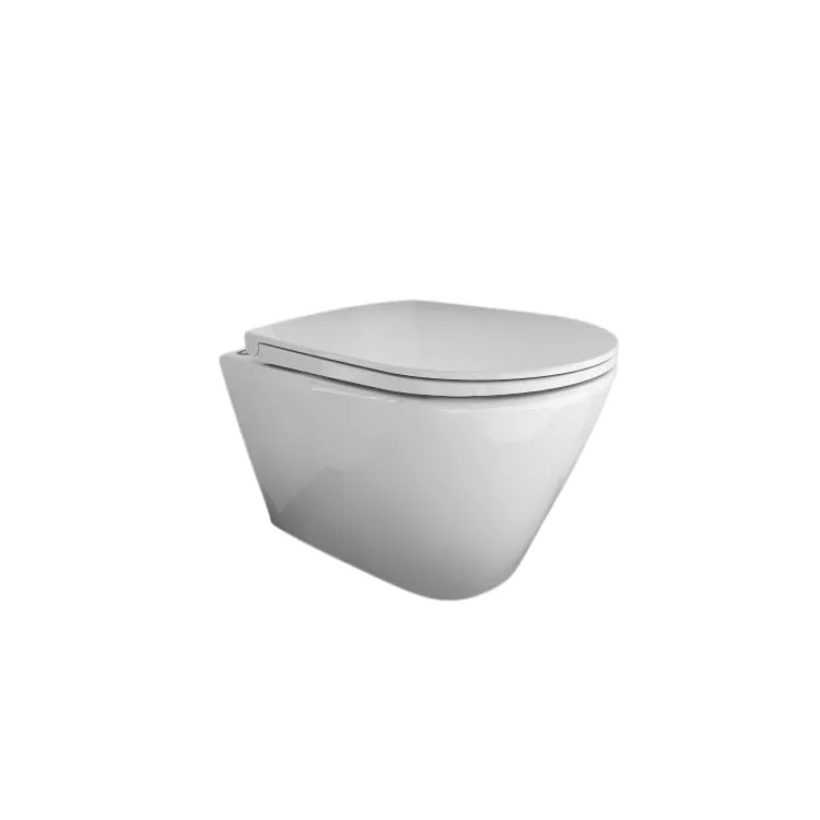 RAK Ceramics Zestaw RESORT Miska WC podwiesz. 52cm Rimless & deska WC slim W/O biały połysk RESO1SET