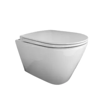 RAK Ceramics Zestaw RESORT Miska WC podwiesz. 52cm Rimless & deska WC slim W/O biały połysk RESO1SET