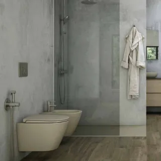 RAK Ceramics FEELING RESORT Miska WC podwieszana Rimless cappuccino mat (514) &deska WC w/o capp mat FEEL3SET