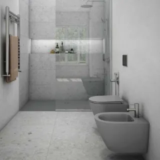 RAK Ceramics FEELING RESORT Miska WC podwieszana Rimless szary mat (503) &deska WC w/o szary mat FEEL4SET