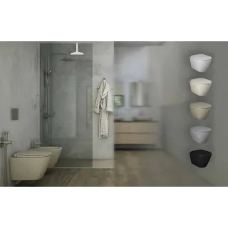 RAK Ceramics FEELING RESORT Miska WC podwieszana Rimless beż mat (505) &deska WC w/o beż mat FEEL2SET