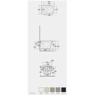 RAK Ceramics FEELING RESORT Miska WC podwieszana Rimless cappuccino mat (514) &deska WC w/o capp mat FEEL3SET