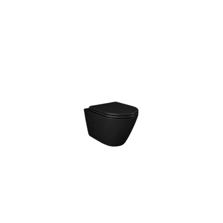 RAK Ceramics FEELING RESORT Miska WC podwieszana Rimless czarny mat (504) &deska WC w/o czarny mat FEEL5SET