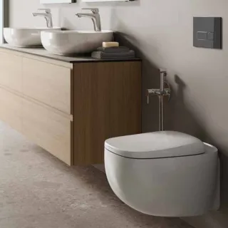 RAK Ceramics Zestaw ILLUSION Miska WC podwiesz. 52cm Rimless & deska WC W/O biały połysk ILLU1SET