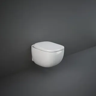 RAK Ceramics Zestaw ILLUSION Miska WC podwiesz. 52cm Rimless & deska WC W/O biały połysk ILLU1SET