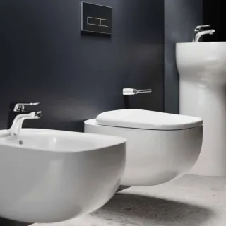 RAK Ceramics Zestaw ILLUSION Miska WC podwiesz. 52cm Rimless & deska WC W/O biały połysk ILLU1SET