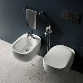 RAK Ceramics Zestaw ILLUSION Miska WC podwiesz. 52cm Rimless & deska WC W/O biały połysk ILLU1SET