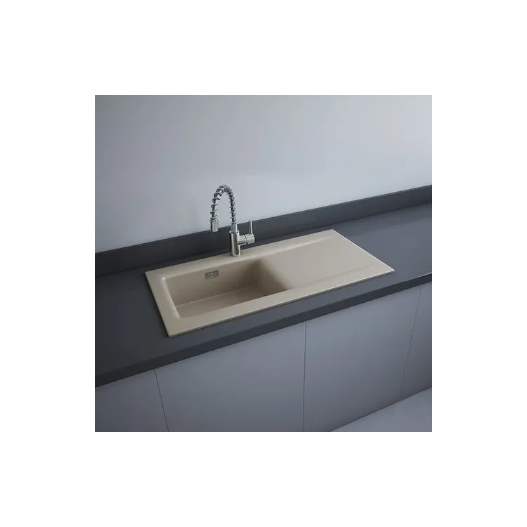 RAK Ceramics DREAM2 zlewozmywak ceramiczny 1 komora beż mat 101 x 51 cm DRE2BEM