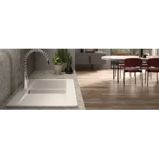 RAK Ceramics DREAM1 Zlewozmywak ceramiczny 1,5 komory biały mat 101 x 51 cm DRE1BIM