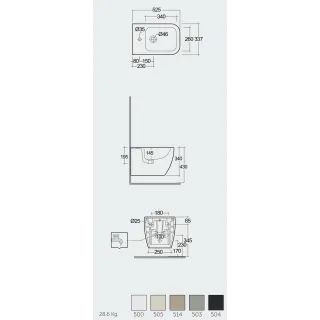 RAK Ceramics FEELING METROPOLITAN Bidet podwieszany szary mat (503) MP07503A