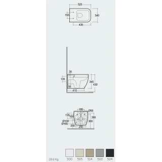 RAK Ceramics FEELING METROPOLITAN Miska WC podwieszana Rimless cappuccino mat (514) &deska WC w/o capp mat METRFEEL3SET