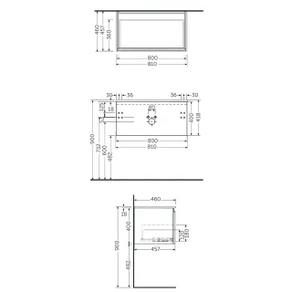 RAK Ceramics Zestaw Joy Umywalka & Szafka UNO Joy podumywalkowa podwieszana 80 MOKA WALNUT SETJOYUNOWH080MOK