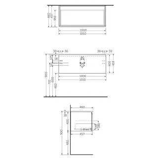 RAK Ceramics Zestaw DES Umywalka bez otworu & Szafka UNO Joy podumywalkowa podwieszana 100 GREY ELM SETDESUNOWH100EGY