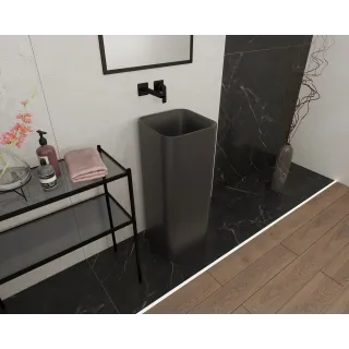 RAK Ceramics PETIT Umywalka wolnostojąca kwadrat 36 cm Czarny Mat PETFS23600504A