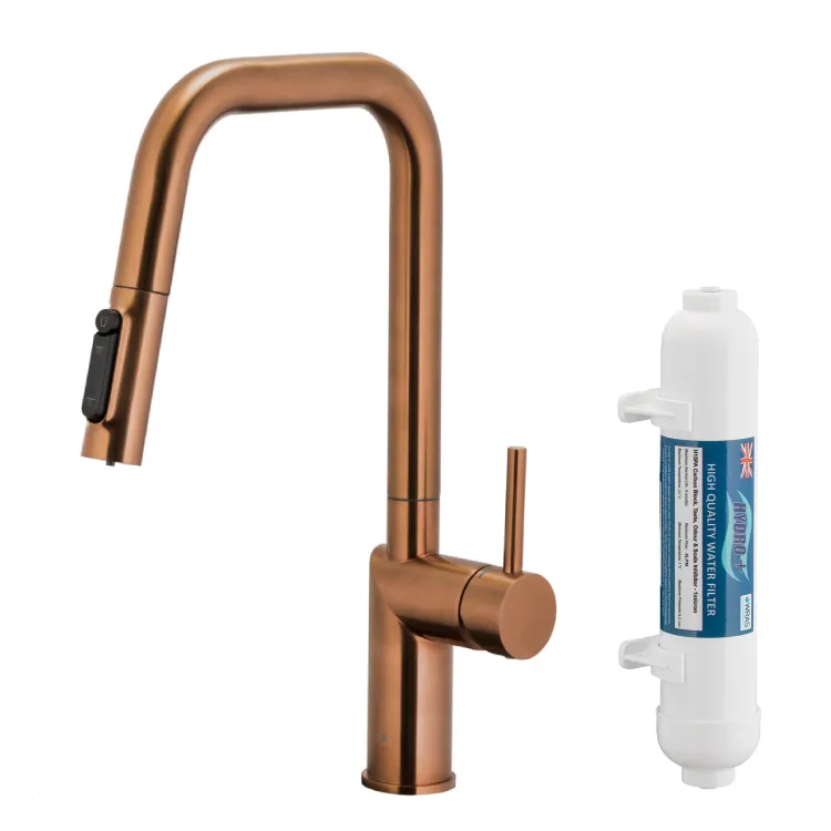 KFA Armatura DUERO PURE STYLE ROSE GOLD bateria kuchenna z filtracją wody oraz wyciąganą wylewką  6623-312-34