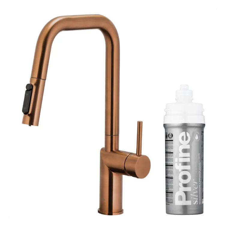 KFA Armatura DUERO PURE STYLE ROSE GOLD bateria kuchenna z filtracją wody oraz wyciąganą wylewką  6623-314-34