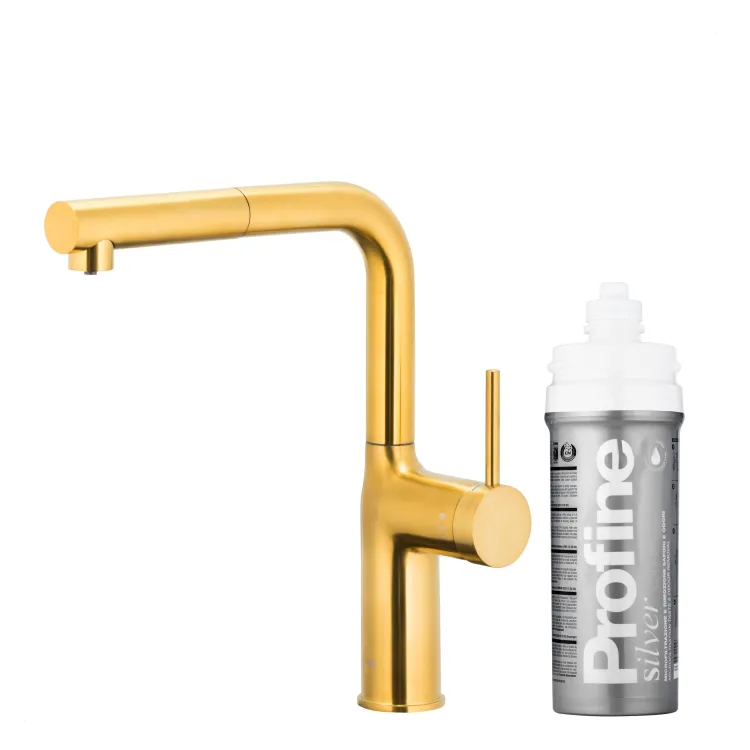 KFA Armatura DUERO PURE MOVE GOLD bateria kuchenna z filtracją wody oraz wyciąganą wylewką 6623-424-31