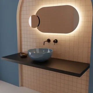 Vitruvit IT Vitruvit SKY ceramiczna umywalka nablatowa okrągła 40 cm Amazzonite Matt (Pastelowy Lazurowy Mat) SKYLAAAM