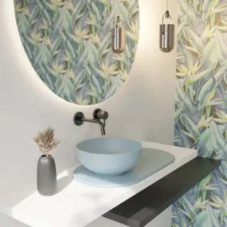 Vitruvit IT Vitruvit SKY ceramiczna umywalka nablatowa okrągła 40 cm Amazzonite Matt (Pastelowy Lazurowy Mat) SKYLAAAM