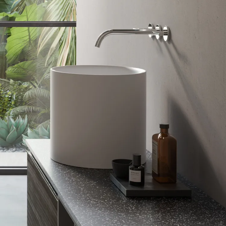 RAK Ceramics PETIT Umywalka nablatowa okrąg 36 X 34 cm biały Mat PETCT13400500A