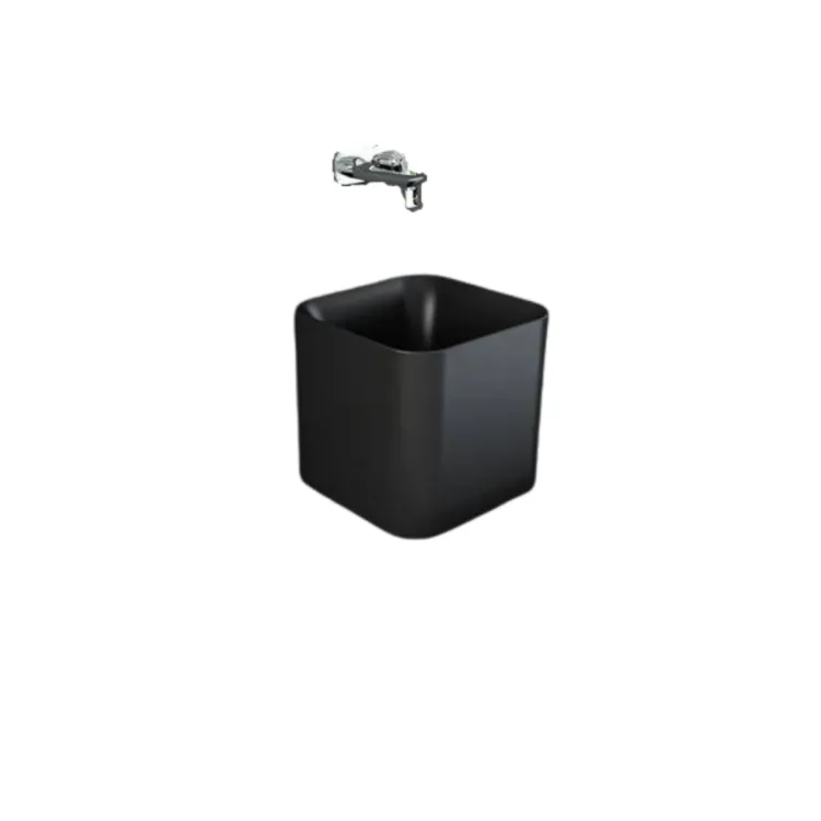 RAK Ceramics PETIT Umywalka nablatowa kwadrat 36 cm Czarny Mat PETCT23400504A