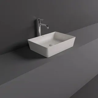 RAK Ceramics BATU Umywalka slim nablatowa prostokątna 50x36 cm Mica White BATCT5000600A