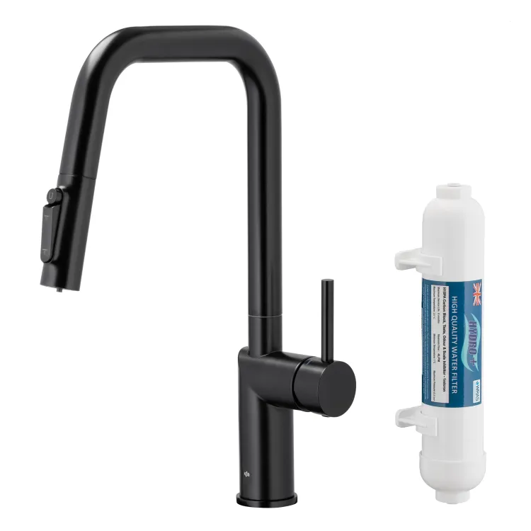 KFA Armatura DUERO PURE STYLE BLACK bateria kuchenna z filtracją wody oraz wyciąganą wylewką  6623-312-81