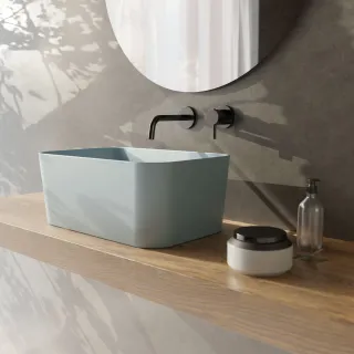 Vitruvit IT Vitruvit MINIMAL ceramiczna umywalka nablatowa prostokątna 40 x 25 cm Thulite Glossy (Pastelowy Różowy Połysk) MINLA