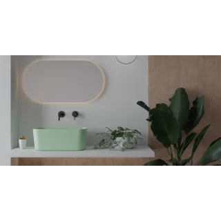 Vitruvit IT Vitruvit MINIMAL ceramiczna umywalka nablatowa prostokątna 40 x 25 cm Thulite Glossy (Pastelowy Różowy Połysk) MINLA