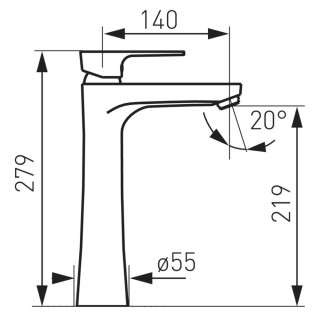 Bateria umywalkowa wysoka PINEA chrom + klik-klak