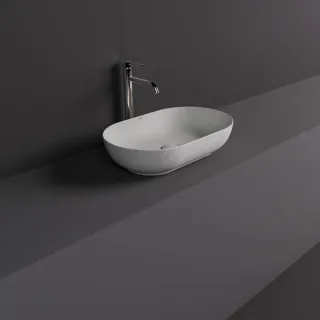 RAK Ceramics SKIN Umywalka slim nablatowa owalna 55x35 cm White Concrete - Efekt kamienia SKICT5500627A