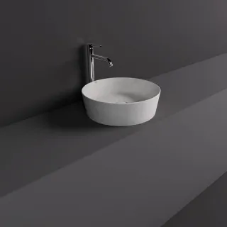 RAK Ceramics SKIN Umywalka slim nablatowa okrągła 42 cm White Concrete - Efekt kamienia SKICT4200627A