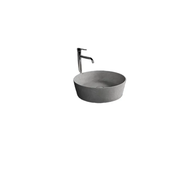 RAK Ceramics SKIN Umywalka slim nablatowa okrągła 42 cm Grey Concrete - Efekt kamienia SKICT4200628A
