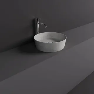 RAK Ceramics SKIN Umywalka slim nablatowa okrągła 42 cm Grey Concrete - Efekt kamienia SKICT4200628A