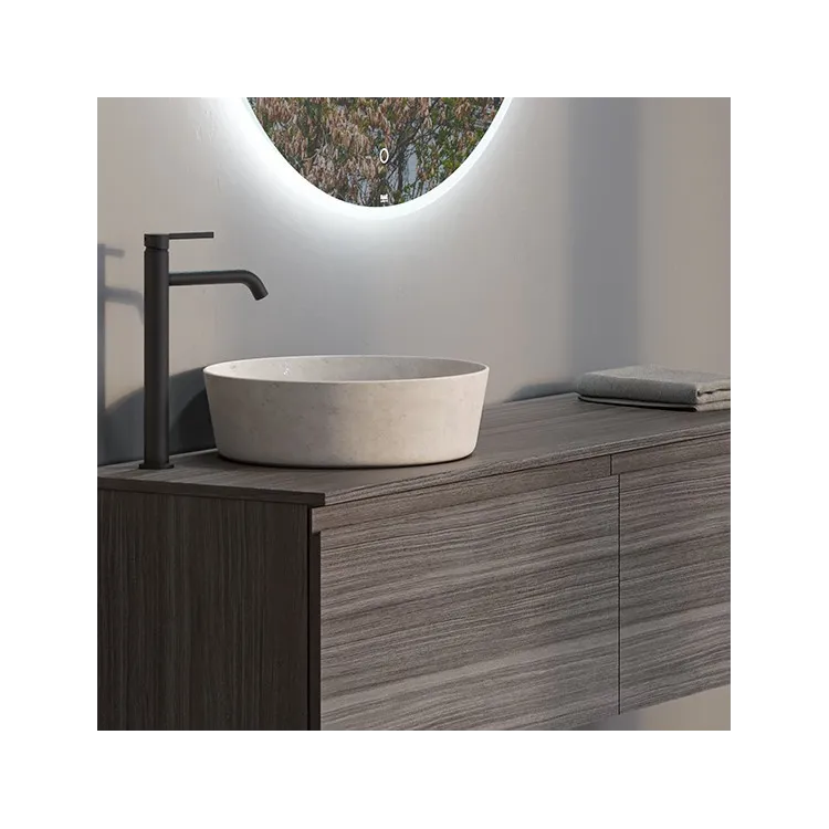 RAK Ceramics SKIN Umywalka slim nablatowa okrągła 42 cm Blush Concrete - Efekt kamienia SKICT4200630A RAK Ceramics SKIN Umywalka slim nablatowa okrągła 42 cm Blush Concrete - Efekt kamienia SKICT4200630A