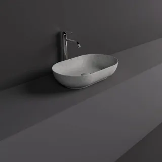 RAK Ceramics SKIN Umywalka slim nablatowa owalna 55x35 cm Grey Concrete - Efekt kamienia SKICT5500628A