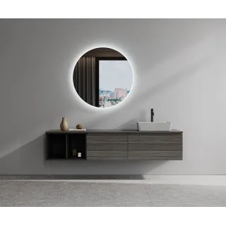 RAK Ceramics SKIN Umywalka slim nablatowa owalna 55x35 cm Grey Concrete - Efekt kamienia SKICT5500628A