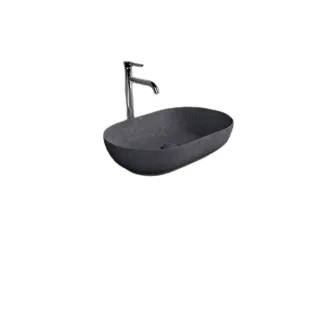 RAK Ceramics SKIN Umywalka slim nablatowa owalna 55x35 cm Carbon Concrete - Efekt kamienia SKICT5500631A