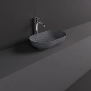 RAK Ceramics SKIN Umywalka slim nablatowa owalna 55x35 cm Carbon Concrete - Efekt kamienia SKICT5500631A