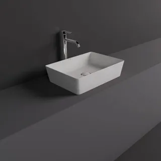 RAK Ceramics SKIN Umywalka slim nablatowa prostokątna 50x36 cm White Concrete - Efekt kamienia SKICT5000627A
