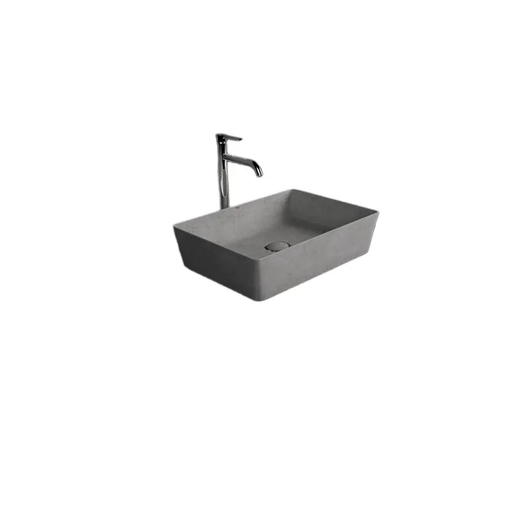 RAK Ceramics SKIN Umywalka slim nablatowa prostokątna 50x36 cm Grey Concrete - Efekt kamienia SKICT5000628A