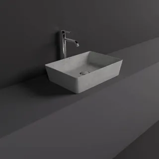 RAK Ceramics SKIN Umywalka slim nablatowa prostokątna 50x36 cm Grey Concrete - Efekt kamienia SKICT5000628A