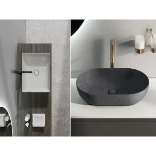 RAK Ceramics SKIN Umywalka slim nablatowa prostokątna 50x36 cm Blush Concrete - Efekt kamienia SKICT5000630A