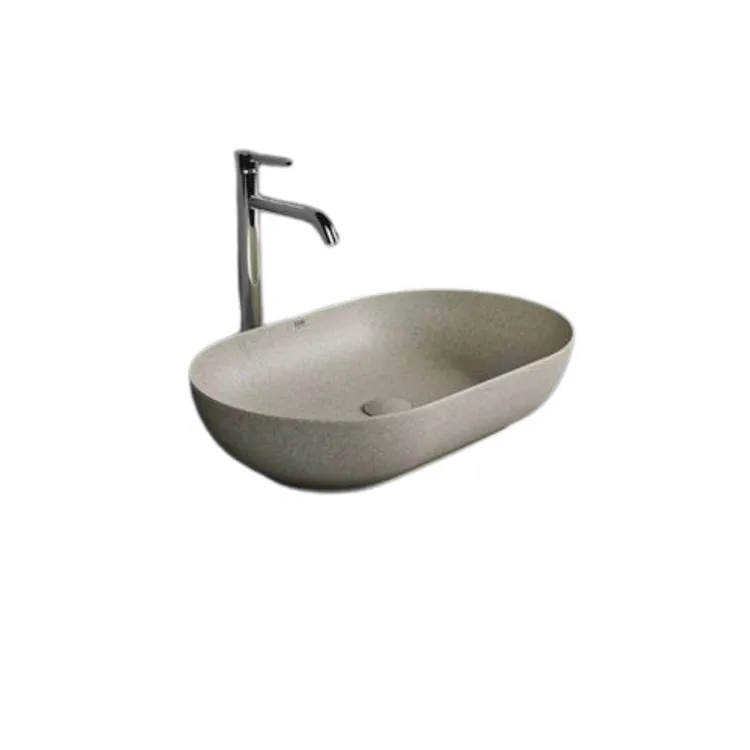 RAK Ceramics BATU Umywalka slim nablatowa owalna 55x35 cm Mica Warm Grey BATCT5500621A